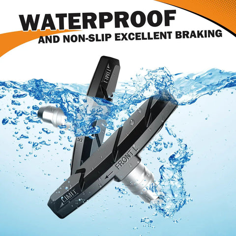Six Pack Bike Brake Pads Set For Front And Rear Wheels, 70mm V-Brake Shoes, in water showing waterproof feature