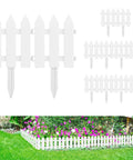 Six Piece White Garden Fence Set With Six Fence Inserts, Plastic Picket Edging For Lawns, Flower Beds, And Plant Borders, Easy DIY Decorative Yard Border Kit For Home And Backyards, Durable Outdoor Solution