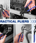 7 Inch Water Pump Pliers With Quick Release Groove Joint, V Jaw Tongue And Groove Pliers, Push Lock Design, Comfortable Grips