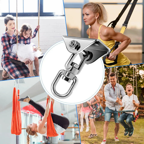 Heavy Duty Hammock Hanging Kit With 360 Degree Swivel Stainless Steel 1000 Pound Capacity Swing Hooks in various uses