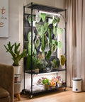 Plant Cabinet With Pegboard 3 Tier Grow Light Shelf Metal Plant Stand With Four Pack 96W Grow Lights For Indoor Plants