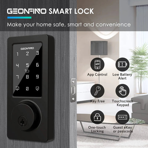 Smart Keyless Door Lock With Bluetooth App Control, Four Unlock Options Including Keypad, IC Card, No Fuss Traditional Keys