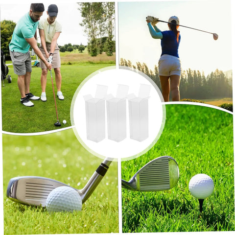 Three Piece Golf Ball Display Case With Transparent Window, Durable PE Storage Box For Home Or Shop Use at center of golfing image.