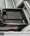 All In One Center Console Organizer For Kia Telluride 2020 To 2026 Black installed in armrest expanding storage space