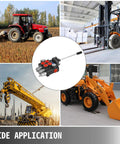 Heavy Duty Dual Spool Hydraulic Joystick Valve For Double Acting Cylinders With 11 GPM Flow And 3600 PSI Range, Directional Control Valve For Tractors, Loaders, Tanks And Log Splitters, Built Tough And Reliable showing various machinery applications