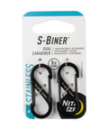 Dual Gate Stainless Steel S Biner Carabiner Set For Keys And Gear Clips To Your Backpack Belt Loop Or Pocket Heavy Duty Black Finish Size One Includes Two Carabiners on packaging