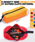 Top view of orange and red canvas zipper tool bags from 9 Pack Small Tool Pouches Set Canvas Zipper Tool Bags Waterproof And Wear Resistant Multipurpose Handy Hand Pouches
