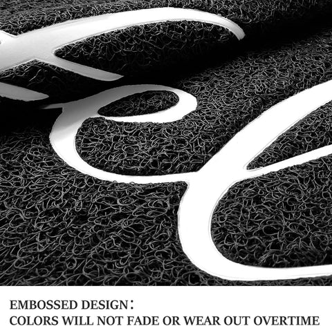 Durable Outdoor Indoor Doormat 30 By 17.5 Inches Non Slip Mud Trapping PVC Silk Loop Mat Black with Embossed Design