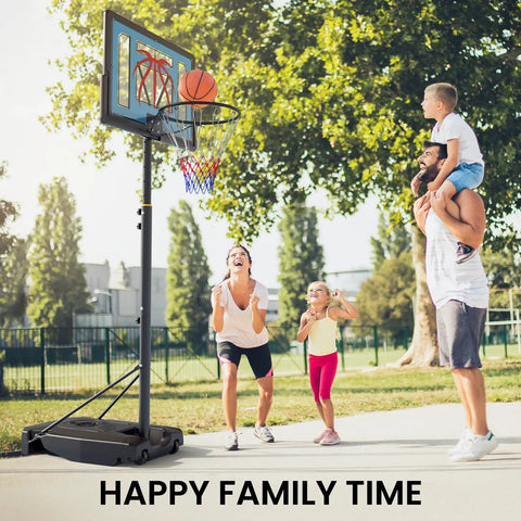 Adjustable Outdoor Basketball Hoop On Wheels Portable System With 32 Inch Backboard Fillable Base And Height From 4.82 To 8.53 Feet For Backyard