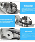 Dead Nuts Precise Cnc Fifth Axis Rotary Table With A And C Axis Indexing Featuring A Badass 100 Mm Three Jaw Chuck close-up showing clamping mechanism details.