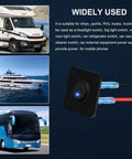 Blue Round LED Toggle Switch Panel 12V 20A SPST On Off Marine Grade Control For Boats RVs Campers Trailers Buses Yachts And Other Mobile Vehicles For Marine Electrical Systems And Recreational Vehicle Setups Dockside Ready, black square panel with blue LED