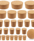 Assorted Wooden Cork Plugs Kit, 41 Pieces In 6 Sizes, Tapered And Ball Corks