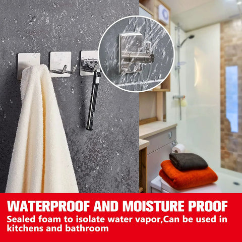 Double-sided heavy-duty mounting tape on bathroom wall; waterproof foam adhesive for secure mounting