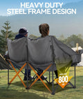 Two Person Padded Camping Chair for Outdoor Lounging, Heavy Duty Oversized Camping Loveseat with Cup Holders in use outdoors