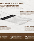 Heavy Duty Steel Drag Harrow And Field Leveler For ATV UTV And Tractor With Front Tray, 4x5 Feet Keeps Soil Even For Lawn