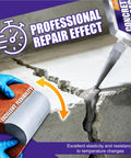 Premium Concrete Crack Filler Kit For Driveway And Patio Repair Features Self Leveling Cement pouch dispensing flexible sealant into crack.