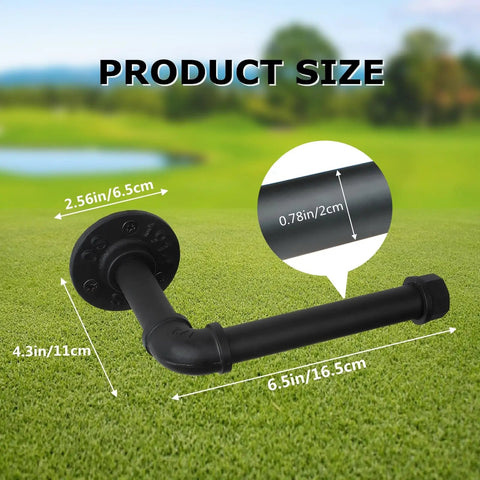 Wall Mount Golf Bag Storage Organizer dimensions overlayed on outdoor scene with measurement details