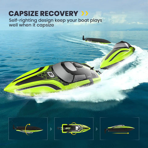 14-Inch High Speed RC Boat For Pools And Lakes Delivers Over 20 MPH Action, Auto Self Righting in water demonstration