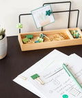 Succulent Garden Office Accessory Kit With Sticky Note Pad, Gold Paper Clips, Sphere Push Pins, Succulent Magnets And Binder Clips