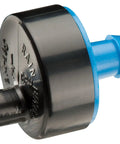 Low Flow 0.5 GPH Button Dripper Emitter for Drip Irrigation, close-up of black and blue self-piercing dripper, UV resistant design.