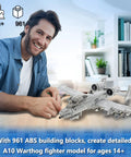 A10 Warthog Plane Building Toy Set With 961 Pieces For Adults And Teens Realistic Fighter Jet Building Blocks Air Force Model Kit STEM Education Gift Durable Brick Construction And Collectible Display, 961-piece gray ABS model on table