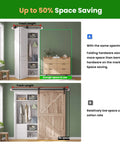 Comparison of 40 Inch Bifold Sliding Barn Door Hardware Kit For Double 18 Inch Doors, installed vs non-installed in closet space