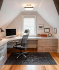 36x48 Inch Office Chair Mat for Hardwood Floors shown under a desk chair in a modern home office setting.