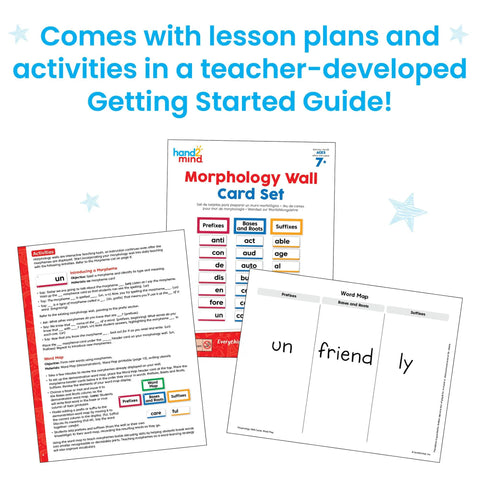 Must-Have Morphology Wall Card Set For Phonics And Word Work, Prefixes Suffixes Roots, with lesson plans and guide