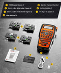 Heat Shrink Label Maker Pro Grade Kit With 12mm Tape For Cable ID Waterproof Wire Labels Two To One Shrink Ratio Flexible ID Tapes For Cables And Wires VW1 Certified 300V 125C Durable Quick Cable ID System, E1000 label maker, tapes, manual, cable