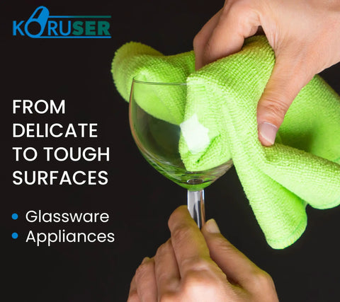 Using Ultra Soft Microfiber Cloths Reusable And Washable Do It All All Purpose Indoor Outdoor Cleaning Dusting Polishing on glassware