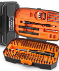 152 In 1 Precision Screwdriver Set With Magnetic Bit Kit For Electronics Repairs in open orange and black case