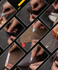 Hands using Leather Stitching Punch Kit with 56 Pieces 4Mm Prong Hole Punch Waxed Thread Hand Sewing Needles Awls Thimbles