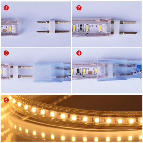 5050 LED Strip Lights AC 110-120V White 6000K, 131.2ft/40m Waterproof Dimmable Rope Light With 23 Keys Remote connection details