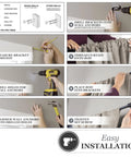 Easy installation guide for Chelsea Ball End Curtain Rod For Windows, No Fuss Adjustable 48 To 86 Inches Extendable Steel Rod in Black Finish.