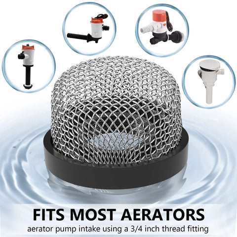 4 Pack Stainless Steel Pro-Grade Mesh Strainers 3/4 Inch 14 Female Screw On Filter for Livewell Pumps Aerators and HVAC Drains