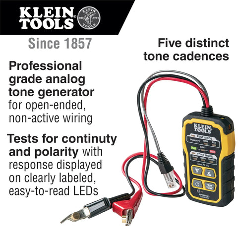 Pro Grade Wire Tracer Tone Generator Kit For Ethernet, Telephone, Speaker, Coax, Video And Data Cables With Probe And Continuity Tester, 5 Tone Cadences, Easy Trace