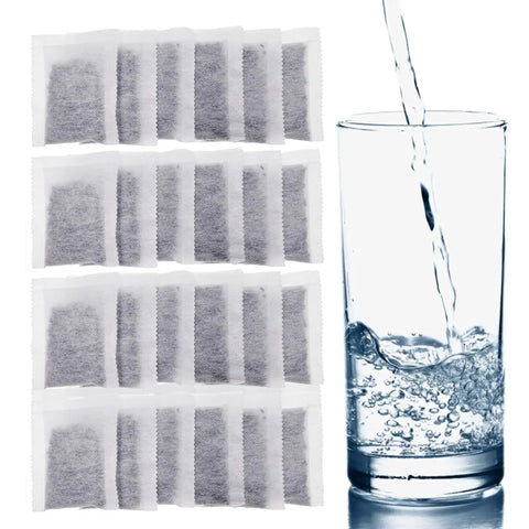 12 Pack Activated Charcoal Distiller Filters Coconut Shell Activated Carbon Filter Sachets For Cleaner Water In Countertop Distillers with water glass