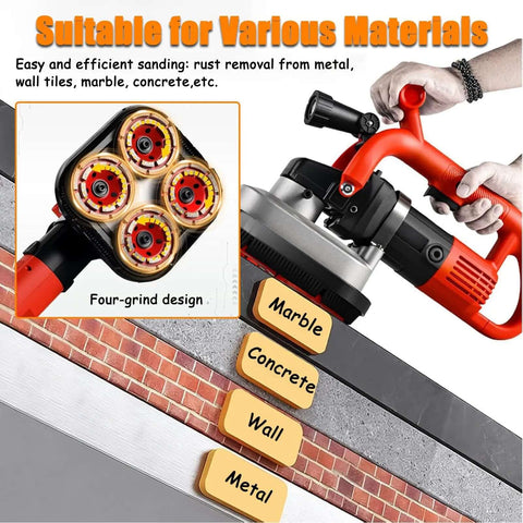 Four Head Concrete Floor Grinder And Electric Diamond Polisher Machine With Six Variable Speed for dustless grinding on various materials.