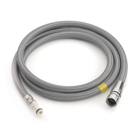 Genuine Replacement Hose Service Kit For Pullout Style Kitchen Faucets Easy Install Durable Hose with metal connectors coiled on white