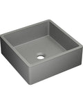 15 Inch Square Concrete Vessel Sink For Bathrooms In Dark Grey Above Counter Installation Stain Resistant Non Porous Concrete No Faucet Holes For Wall Mounted Faucets Modern Durable Vessel Basin