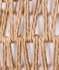 Close-up of natural blonde twine shade on Japandi Inspired Tika 1-Light Pendant with rustic chic feel for kitchens and dining rooms.