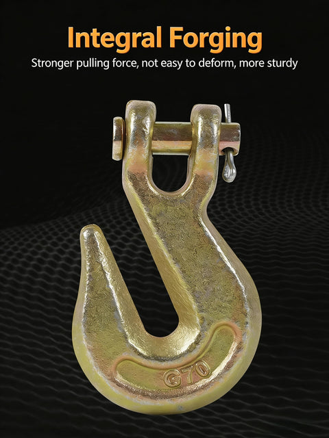 4 Pack Clevis Grab Hooks Heavy Duty Grade 70 Chain Forged Alloy Steel With Yellow Chromate Finish