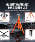 Orange VEVOR pipe stand, 27.2–52 in adjustable height, for 1/2–12 in pipes, folding steel tripod