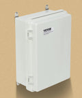 Rugged Weather Resistant Junction Box With Hinged Lid And Stainless Steel Lock ABS Plastic Enclosure IP67 Dust And Waterproof Large 16.93 x 12.99 x 7.09 Inch Interior For Wiring And Electrical Components, front view