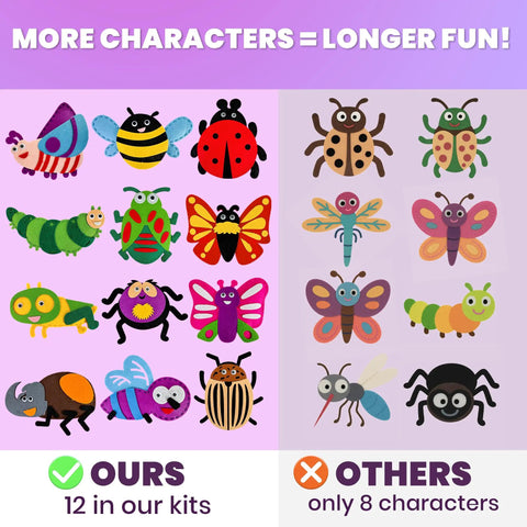 12 Jumbo Bug Felt Sewing Projects For Beginners Kids Craft Kit For Ages 6 8 with various colorful felt bugs