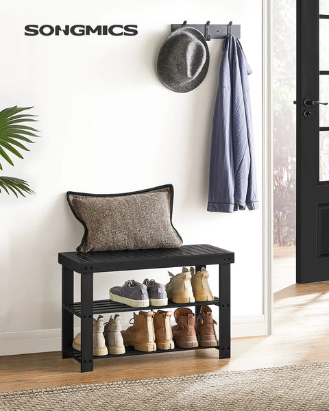 Sturdy Bamboo Shoe Bench With 3 Tier Storage For Entryway Or Bedroom Holds Up To 286 Lb And Keeps Shoes Neatly Tucked