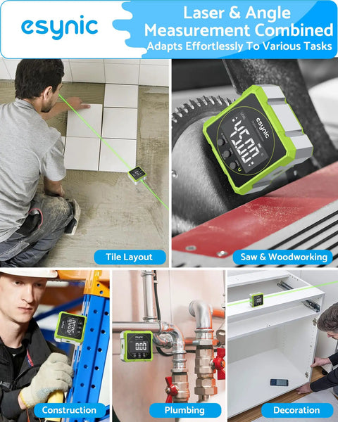 Image of a Heavy Duty Digital Angle Finder With Waterproof Magnetic Inclinometer And Type C Fast Charge For Built Tough Construction Projects And Hvac Fixes On The Fly Featuring Crisp Lcd Screen during tile layout.