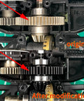 Comparison of original and upgraded metal gears in Heavy Duty Metal Differential RC Spur Gear Kit for MJX Hyper Go models