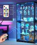 8-Tier RGB Glass Display Cabinet With Motion Sensor And Remote, Lockable Glass Doors, 73 Inch Tall Curio Showcase For Collectibles