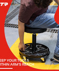 Rolling Mechanic Shop Stool With Magnetic Tool Tray Workhorse Heavy Duty Build Adjustable Garage And Workbench Stool With Wheels